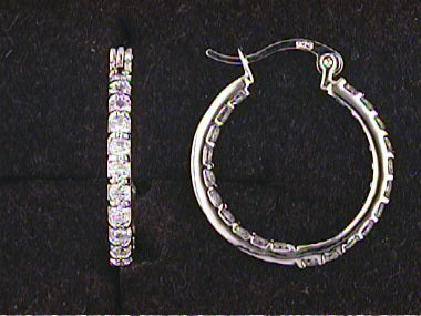 Silver C Z Hoop Earrings