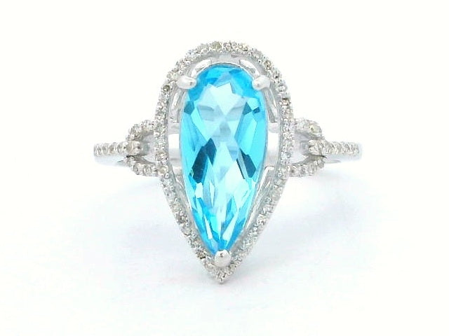 Pear Blue Topaz Ring