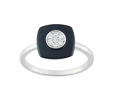 Black Ceramic Silver Ring