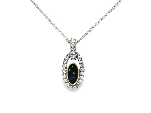 Black Opal & Diamond Pendant