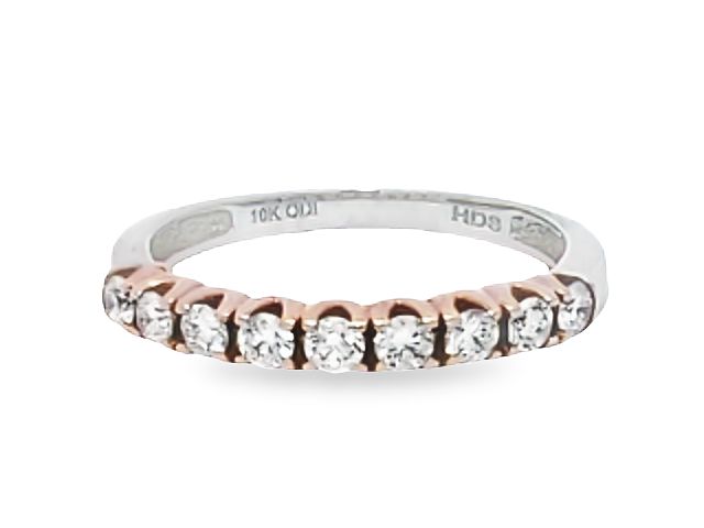 10KT White & Rose Diamond Band