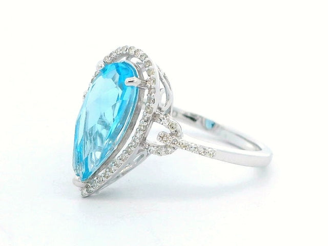 Pear Blue Topaz Ring