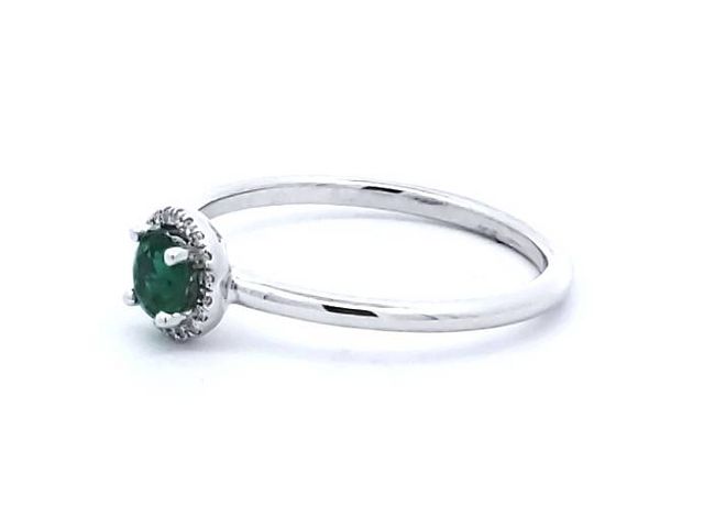 Emerald & Diamond Halo Ring