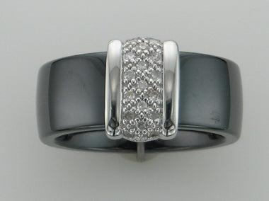 9kw Black Ceramic & Diamond Ring