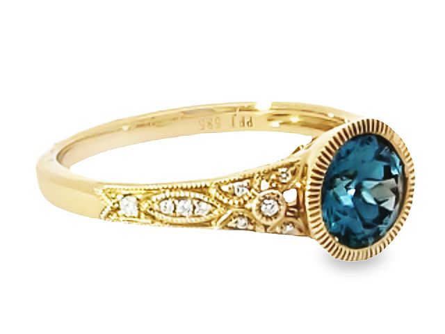 Yellow Gold Blue Zircon Ring