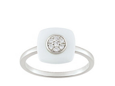 White Ceramic Silver Ring
