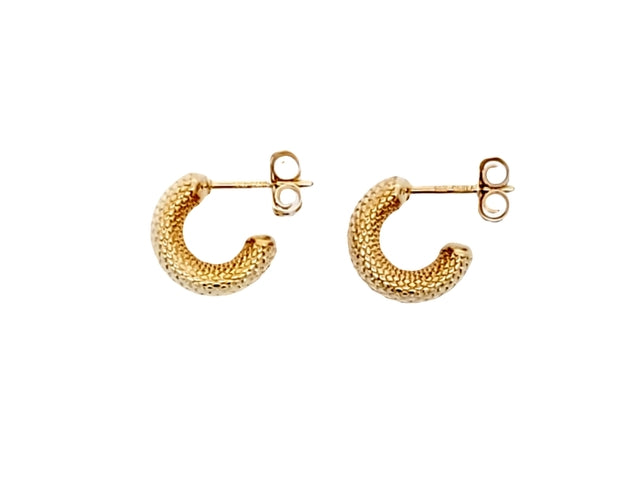 14KT Textured Hoop Earrings