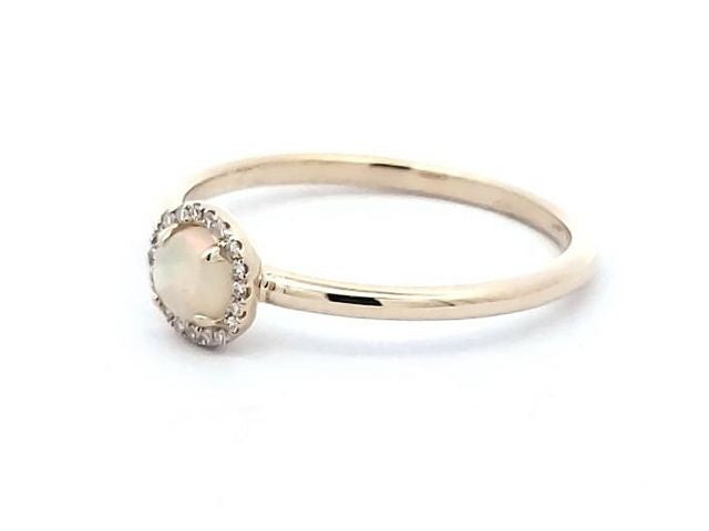 Opal & Diamond Halo Ring