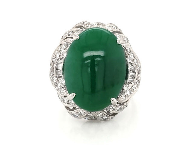 14KT Jade and Diamond Ring