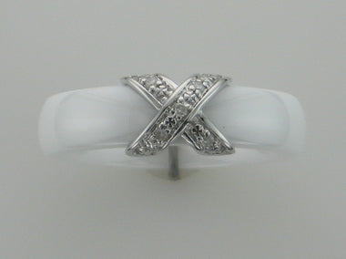 9kw White Ceramic & Diamond Ring