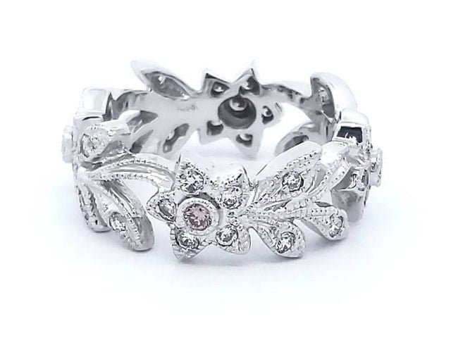 White and Pink Diamond Flower Band