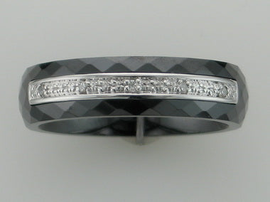 9kw Black Ceramic & Diamond Ring