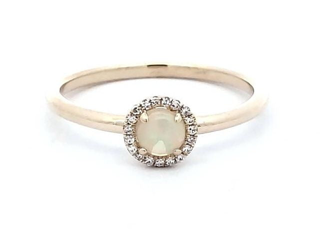 Opal & Diamond Halo Ring