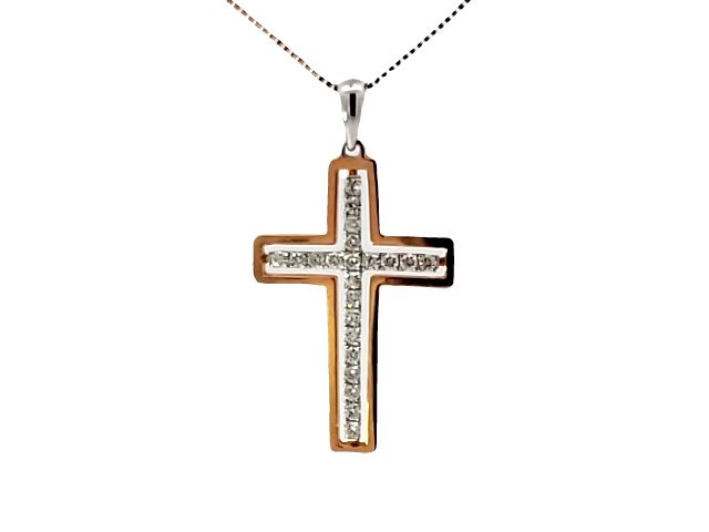 18kt Rose Gold Cross Diamonds