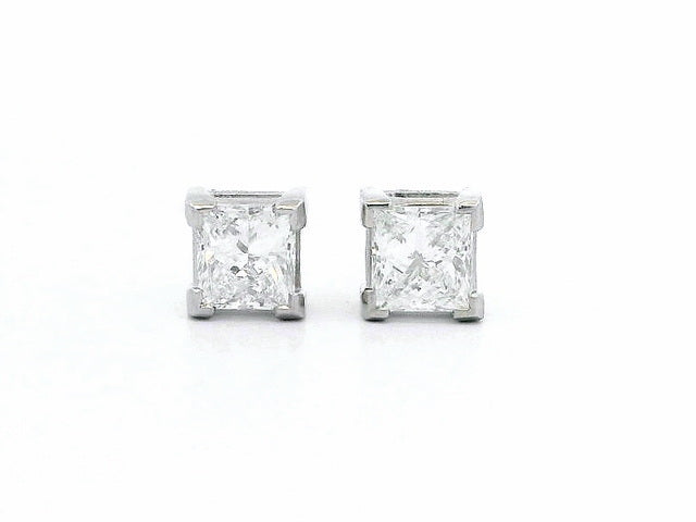 1.40 ctw Princess Cut Stud Earrings