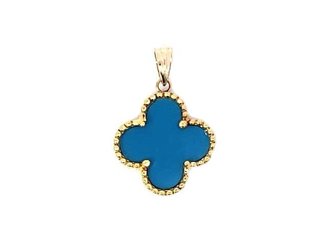 Lapis and Turquoise Lucky Clover Pendant