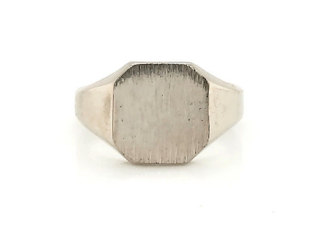 10KT white gold signet ring.