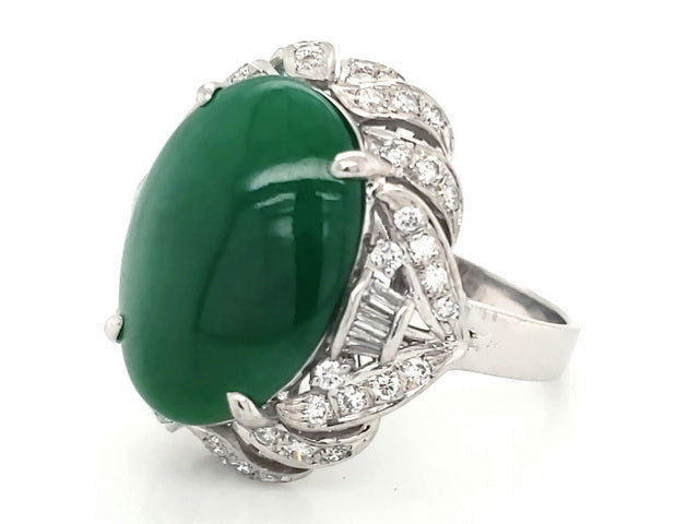 14KT Jade and Diamond Ring