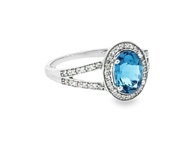 Blue Topaz and Diamond Ring