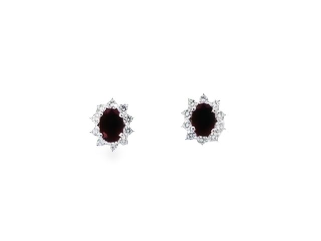 Oval Ruby & Diamond Earrings