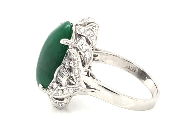 14KT Jade and Diamond Ring