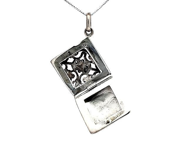 Silver Square Floral Locket