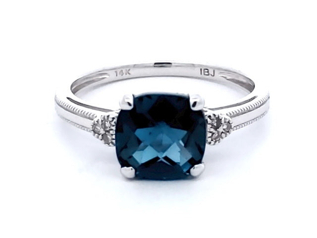 Blue Topaz & Diamond Ring