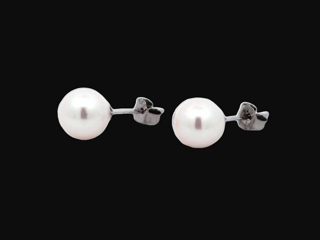 14KW 7.5 - 8.0 mm Pearl Stud Earrings