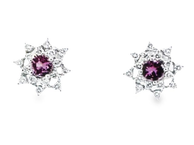 Pink Sapphire & Diamond Earrings