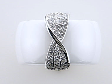 White Ceramic & Silver Ring