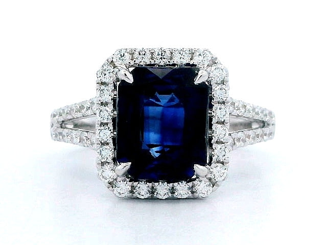 3.39 ct Blue Sapphire and Diamond Ring