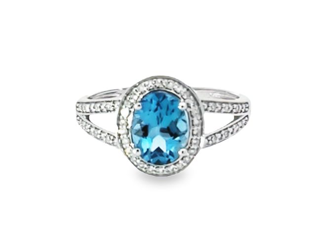 Blue Topaz and Diamond Ring