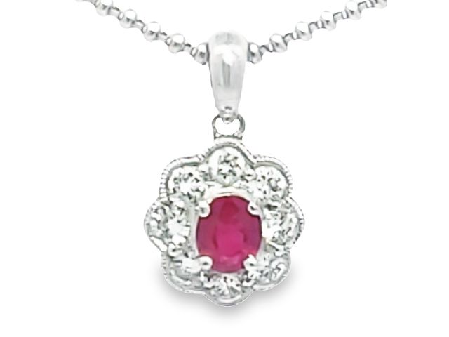 18kw Ruby And Diamond Pendant