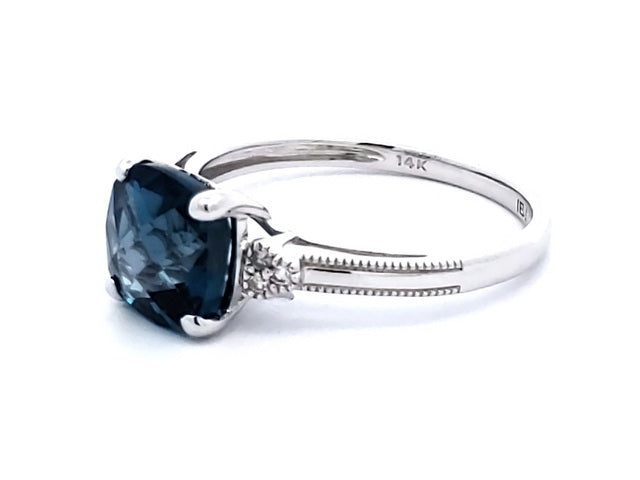 Blue Topaz & Diamond Ring