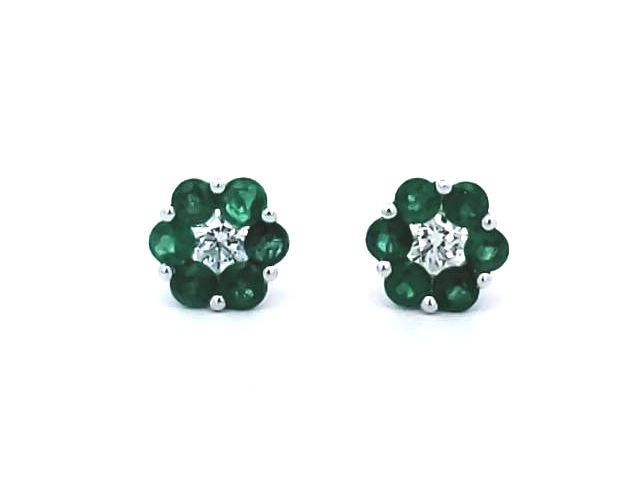 Emerald & Diamond Huggie Earrings